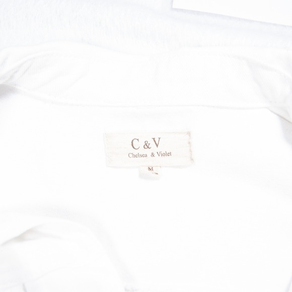 C&V Chelsea Violet White Denim Jacket Raw Hem Frayed Cropped Size M - Picture 3 of 10